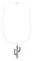 Sterling Silver 16" Italian Box Chain Cactus Necklace Pendant Set AX128169